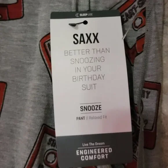 Saxx Men'sS Lust For Life Snooze jogger Grey Snooze Pull on Pants Size Small